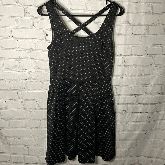 H&M Sleeveless Polka Dots Black White Skater Dress Size Small - Picture 2 of 9